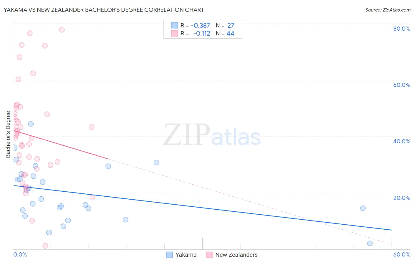 Yakama vs New Zealander Bachelor's Degree