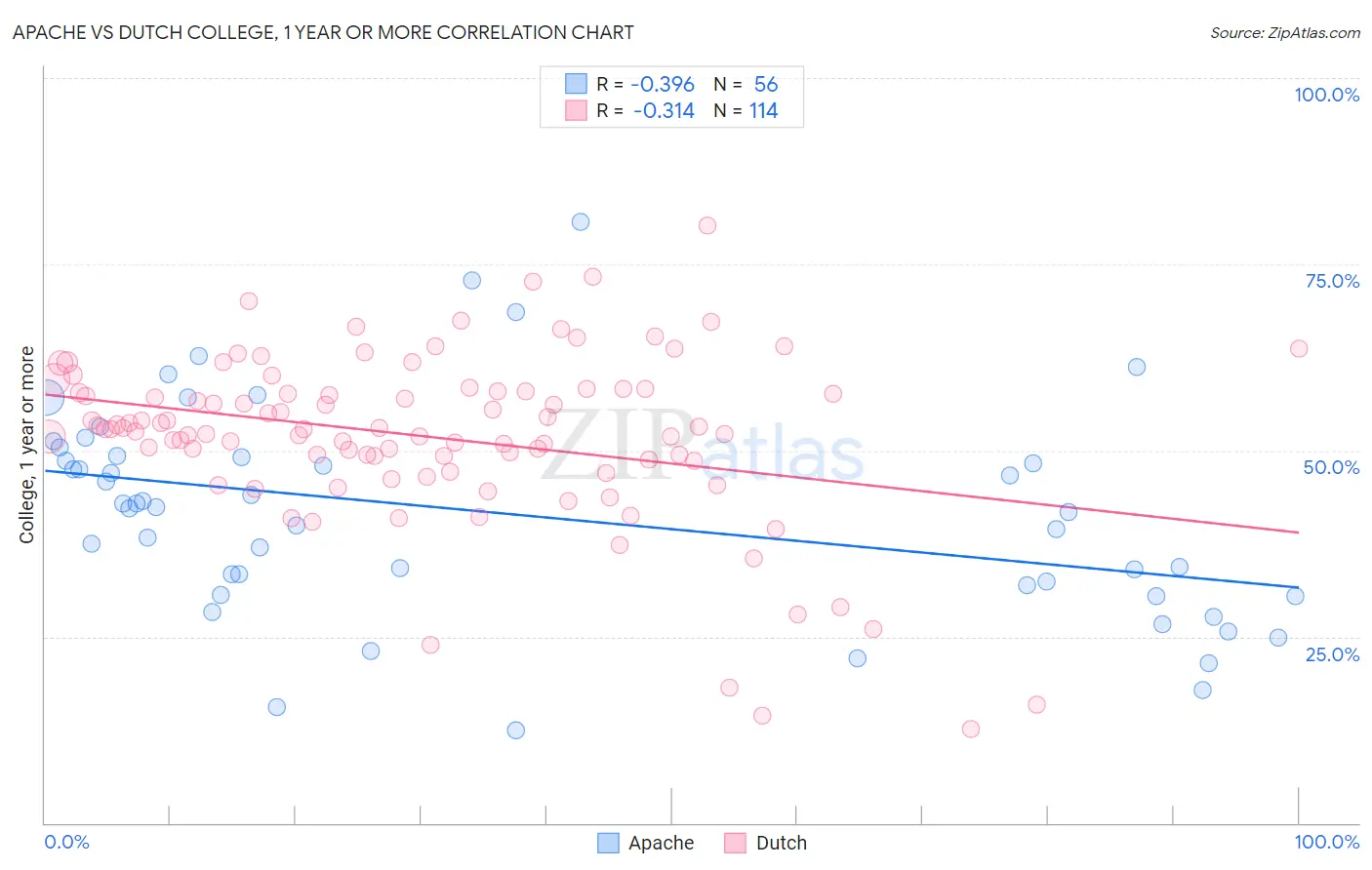 Apache vs Dutch College, 1 year or more