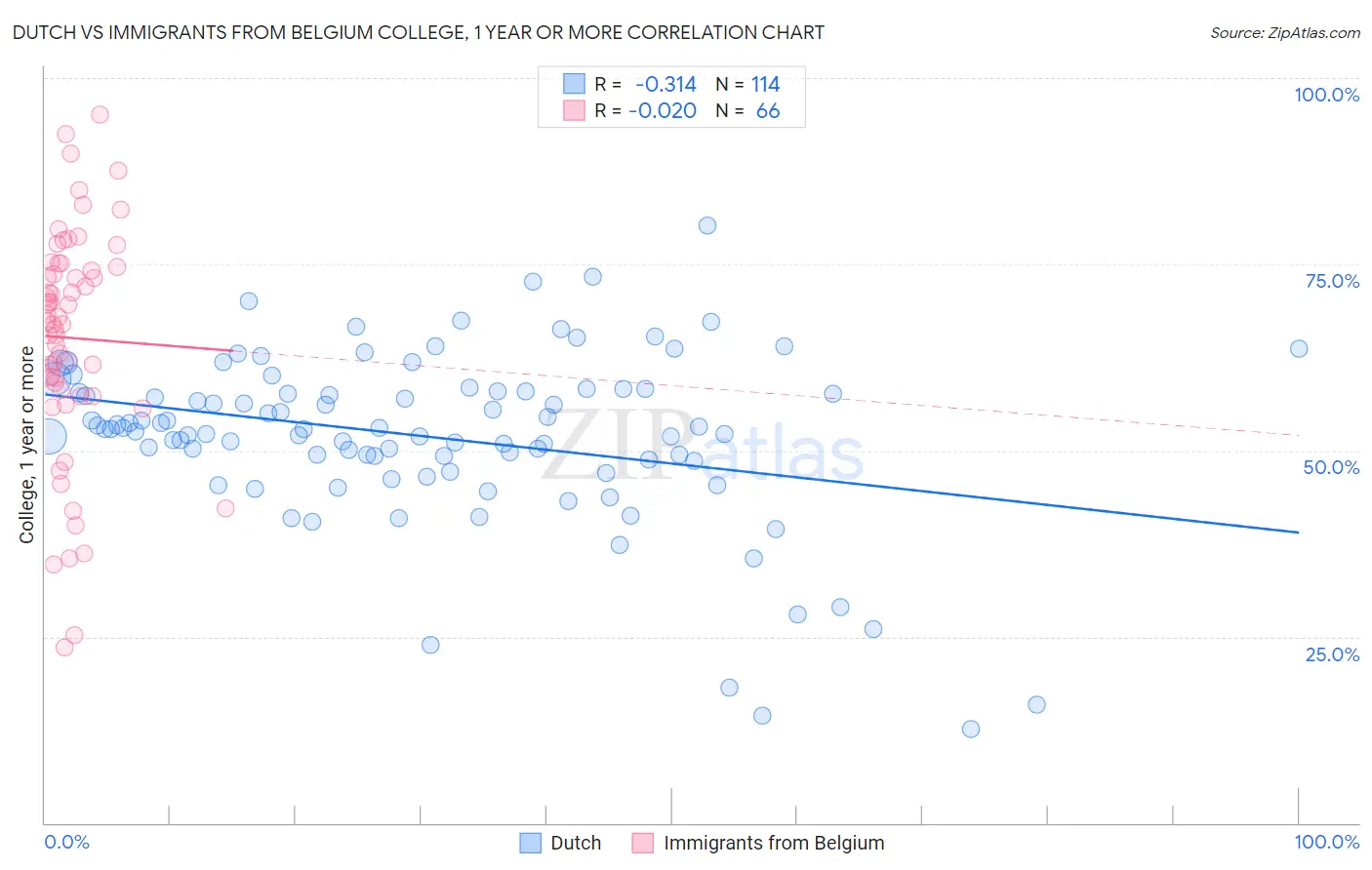 Dutch vs Immigrants from Belgium College, 1 year or more