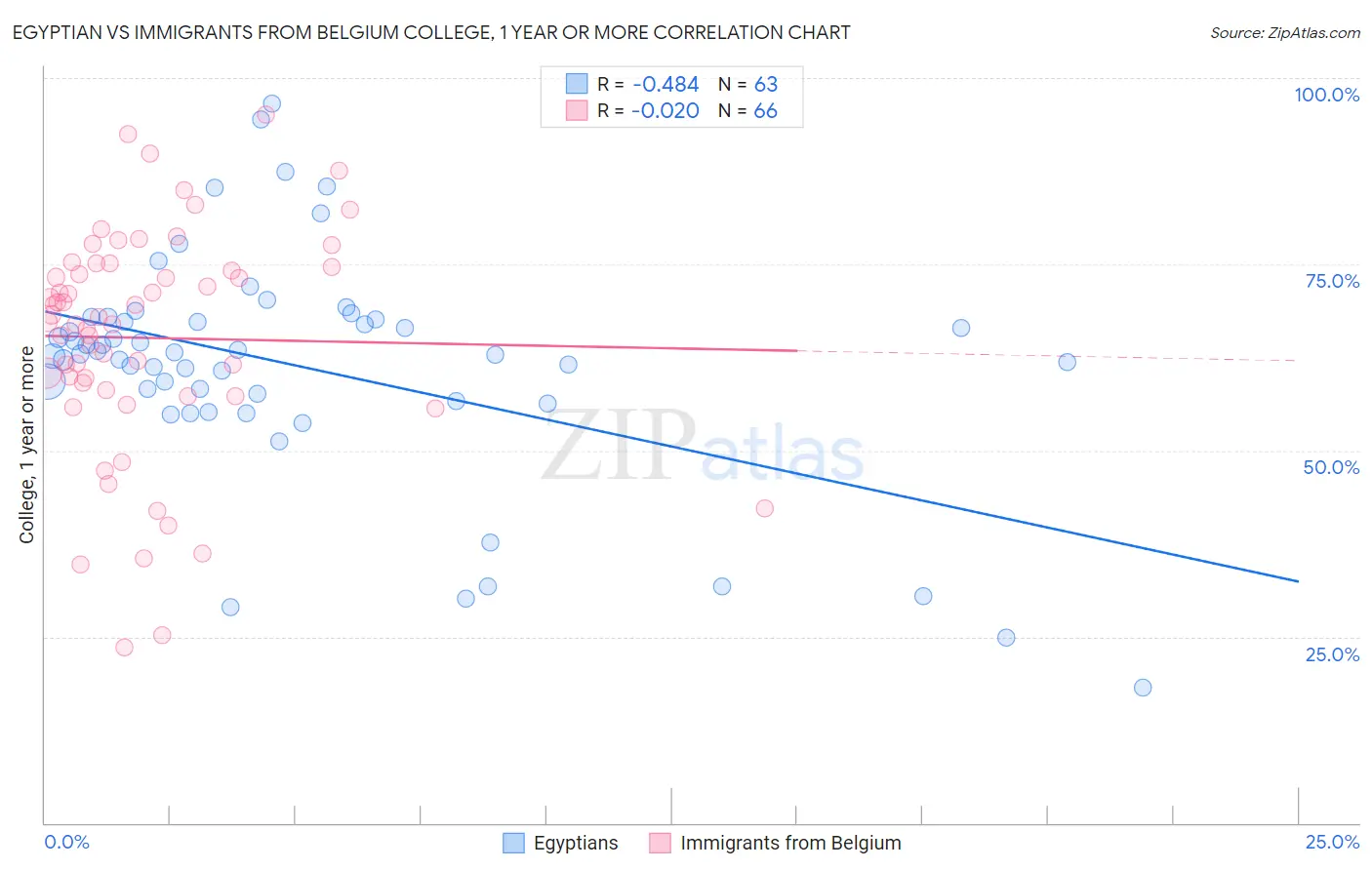 Egyptian vs Immigrants from Belgium College, 1 year or more