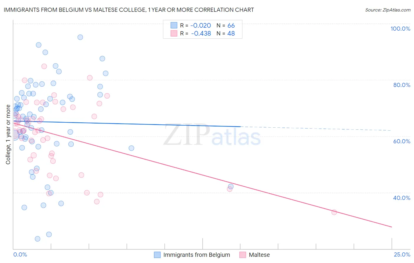 Immigrants from Belgium vs Maltese College, 1 year or more