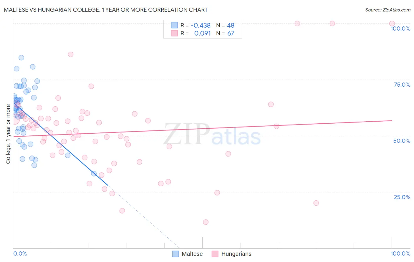 Maltese vs Hungarian College, 1 year or more