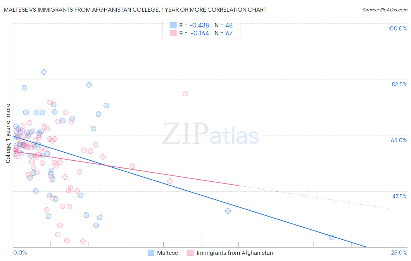 Maltese vs Immigrants from Afghanistan College, 1 year or more
