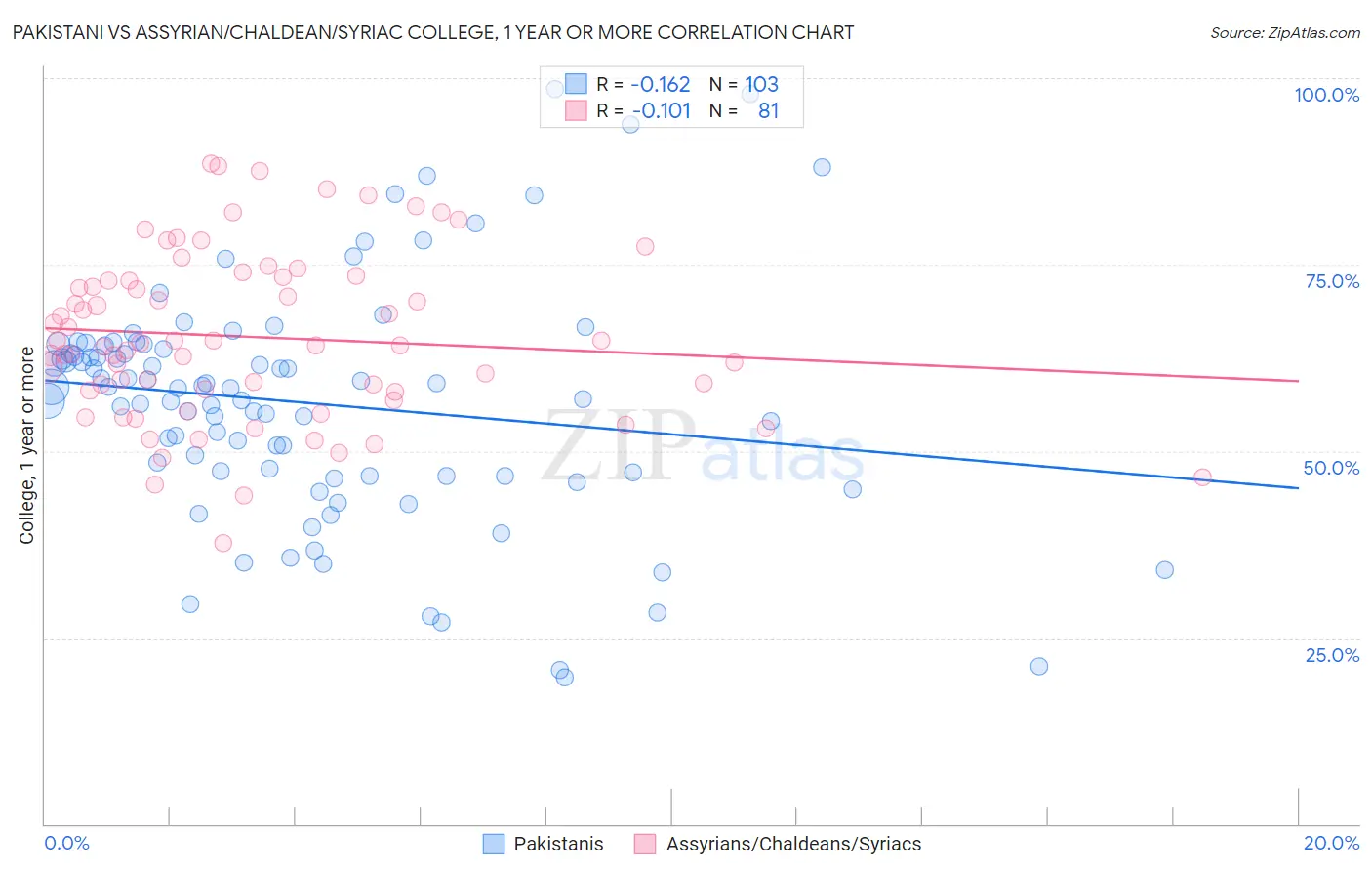 Pakistani vs Assyrian/Chaldean/Syriac College, 1 year or more
