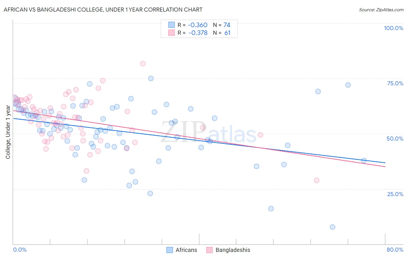 African vs Bangladeshi College, Under 1 year