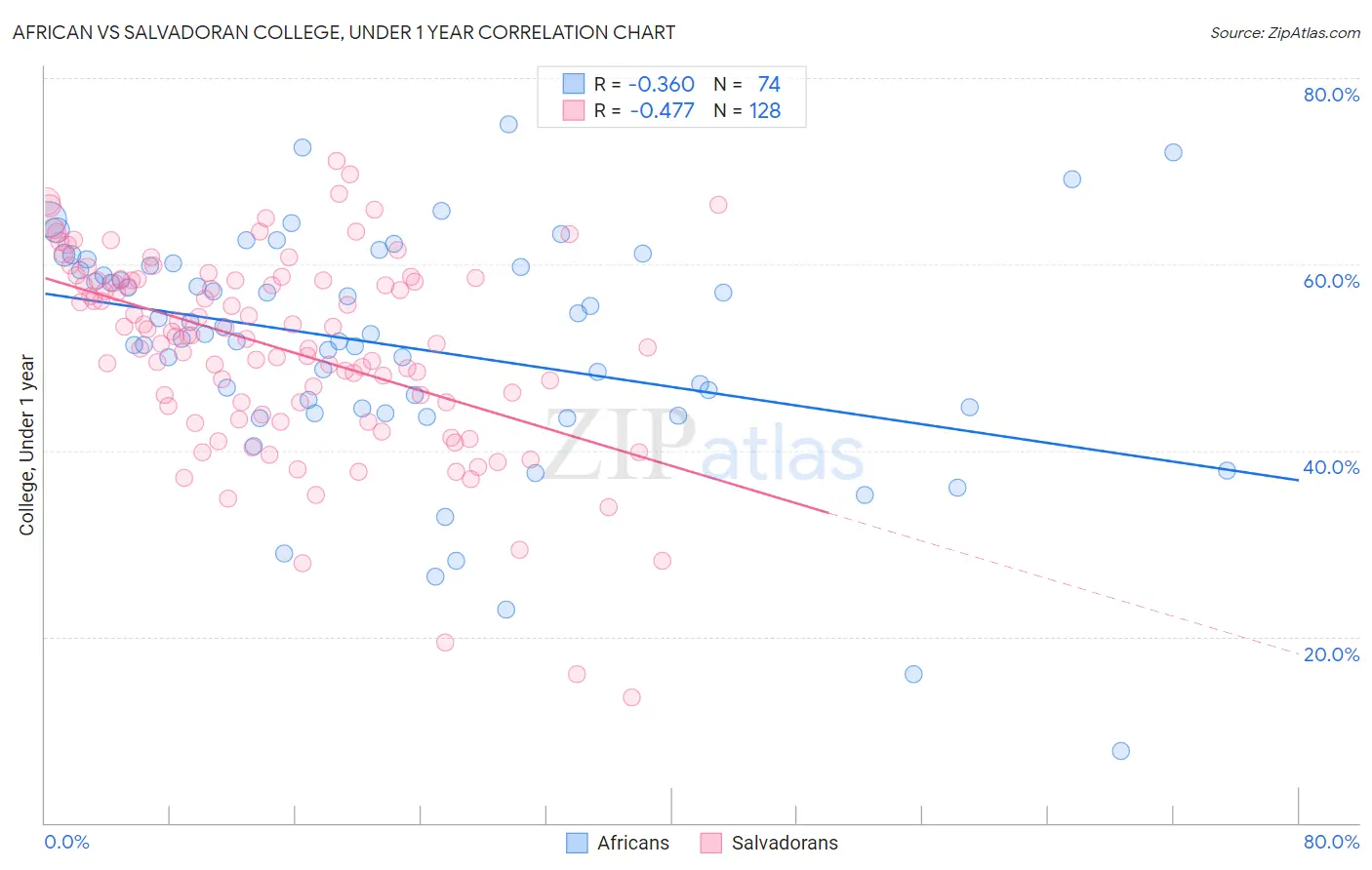 African vs Salvadoran College, Under 1 year