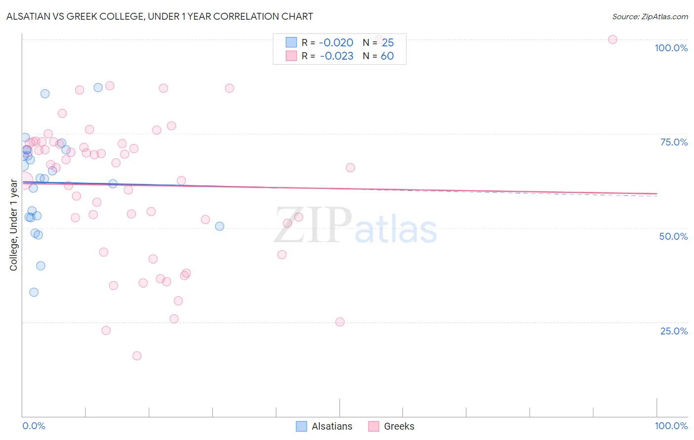 Alsatian vs Greek College, Under 1 year
