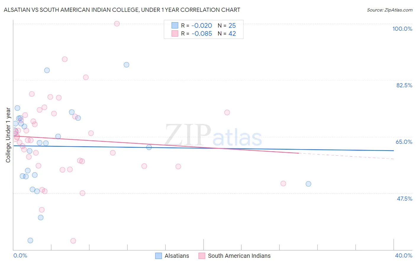 Alsatian vs South American Indian College, Under 1 year