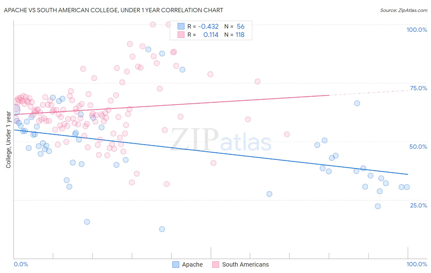 Apache vs South American College, Under 1 year