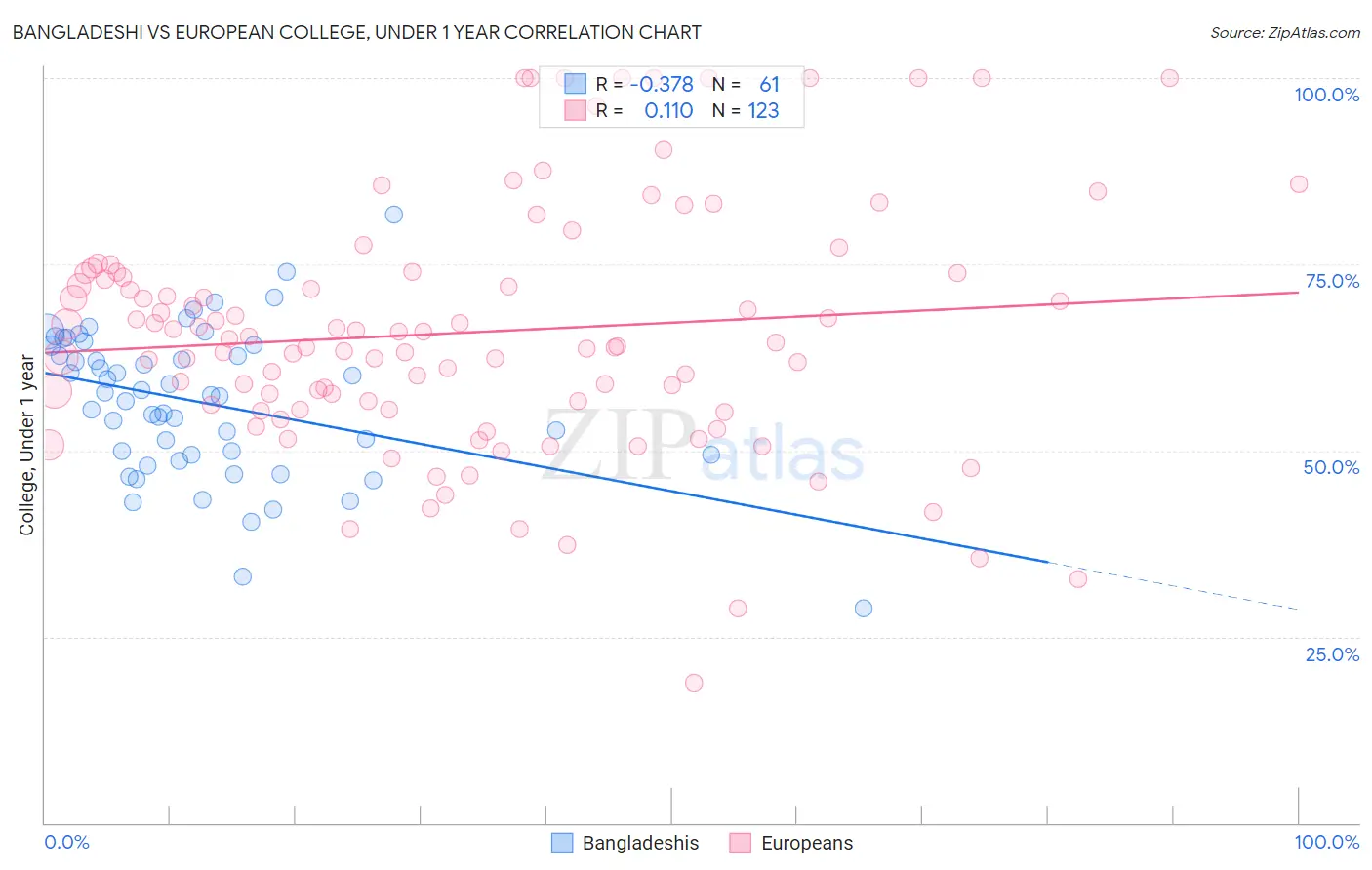 Bangladeshi vs European College, Under 1 year