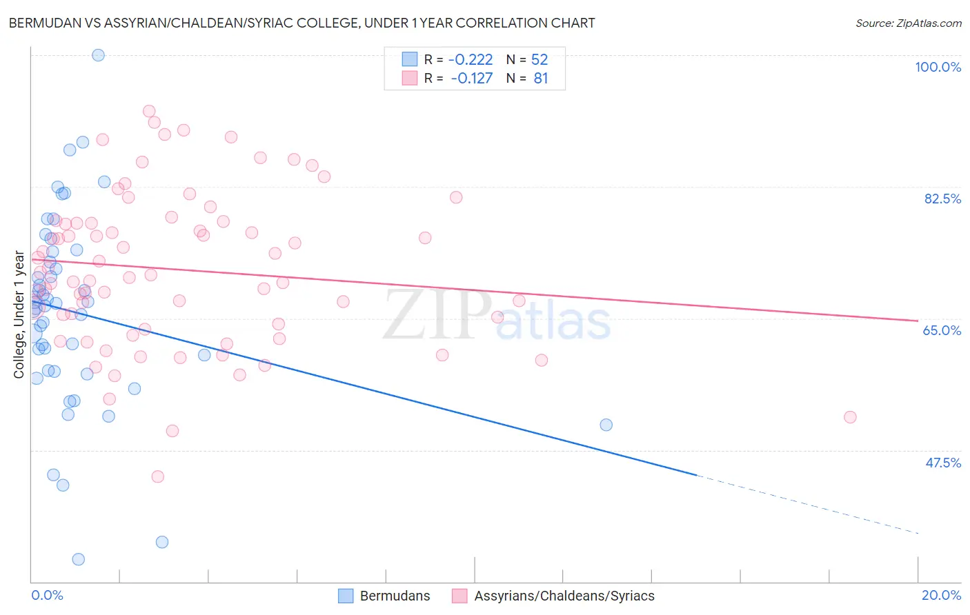 Bermudan vs Assyrian/Chaldean/Syriac College, Under 1 year