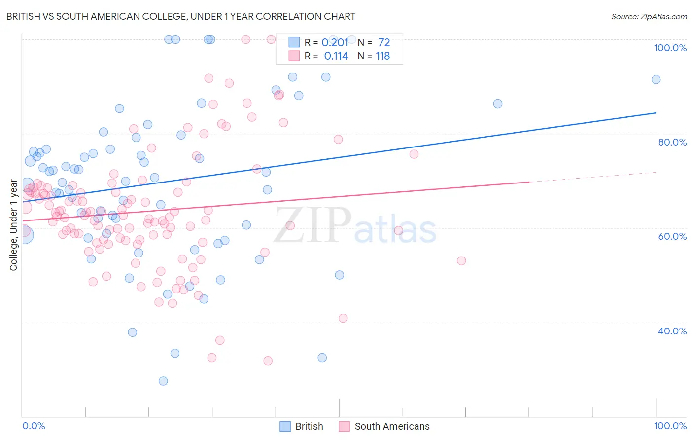 British vs South American College, Under 1 year