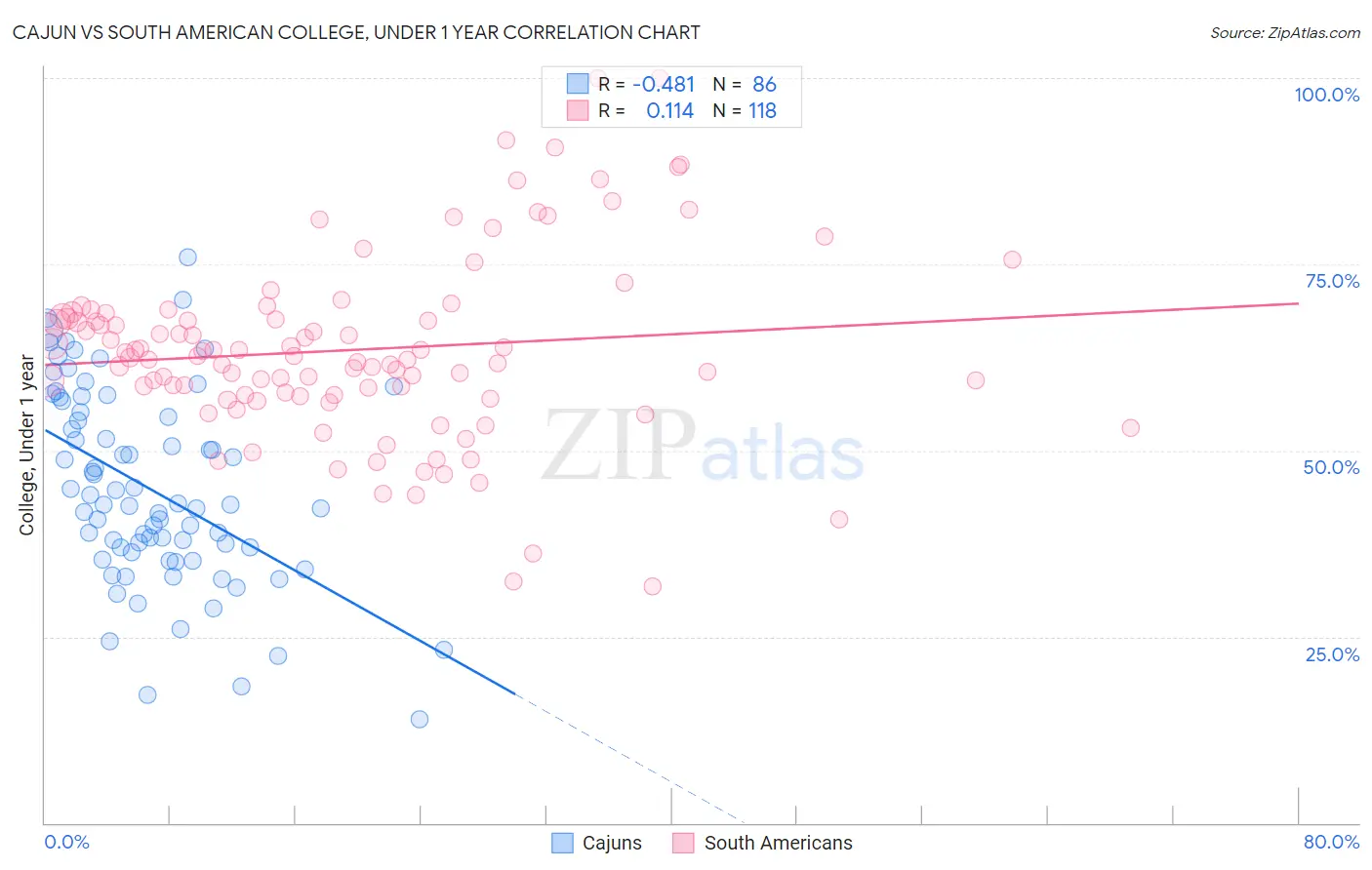 Cajun vs South American College, Under 1 year