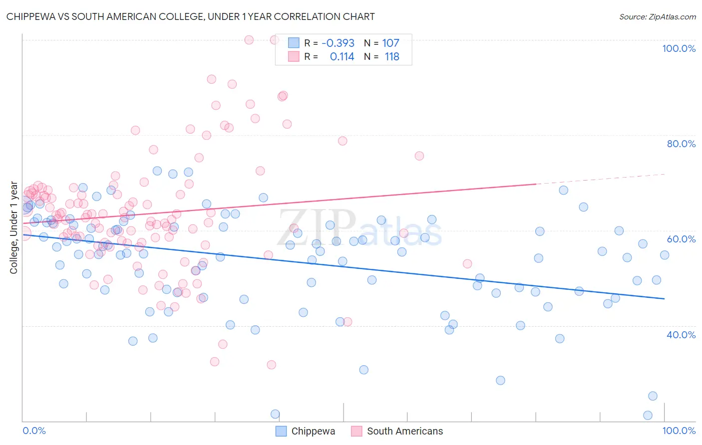 Chippewa vs South American College, Under 1 year