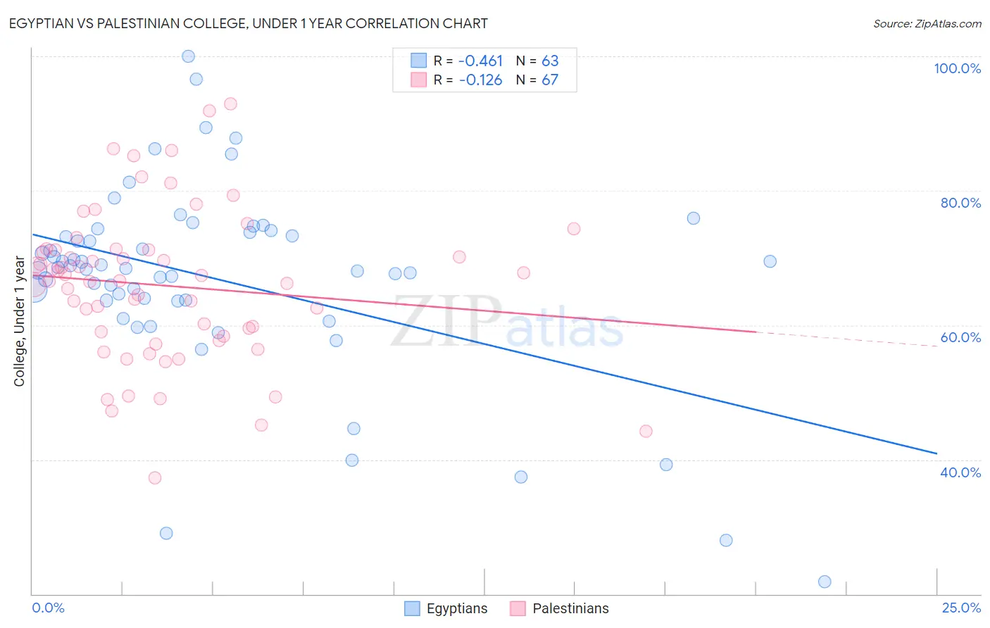 Egyptian vs Palestinian College, Under 1 year