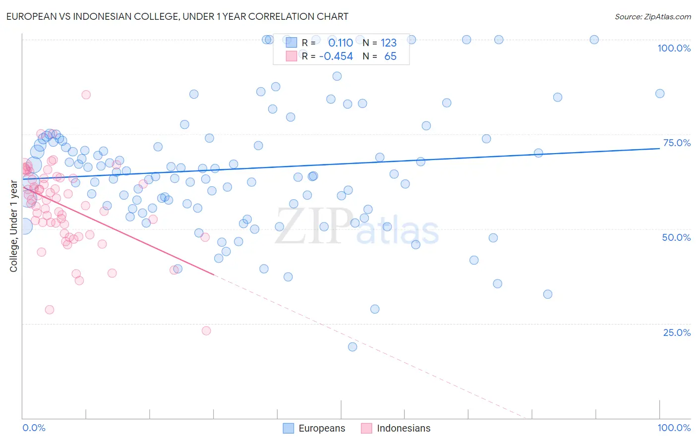 European vs Indonesian College, Under 1 year