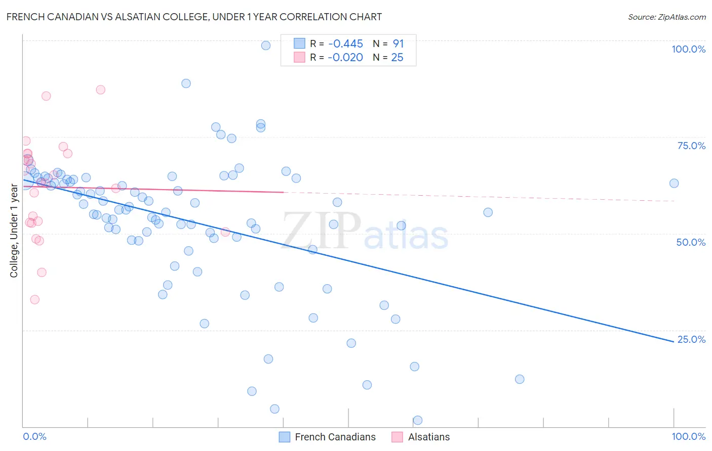 French Canadian vs Alsatian College, Under 1 year