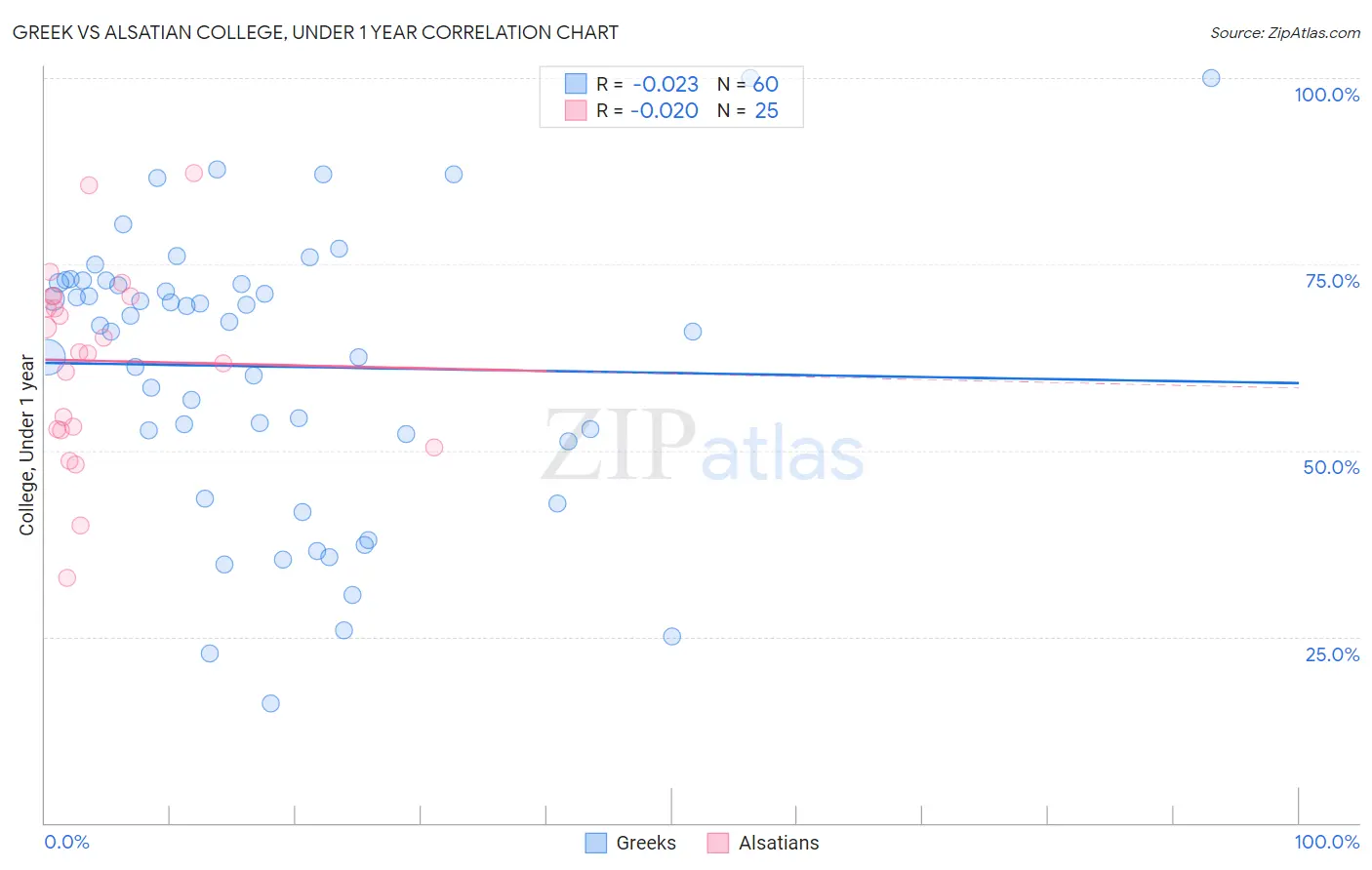 Greek vs Alsatian College, Under 1 year