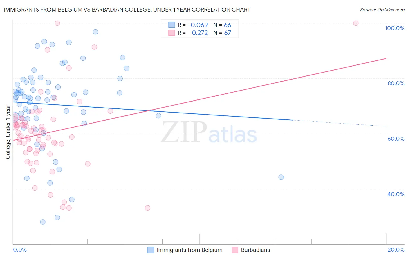Immigrants from Belgium vs Barbadian College, Under 1 year