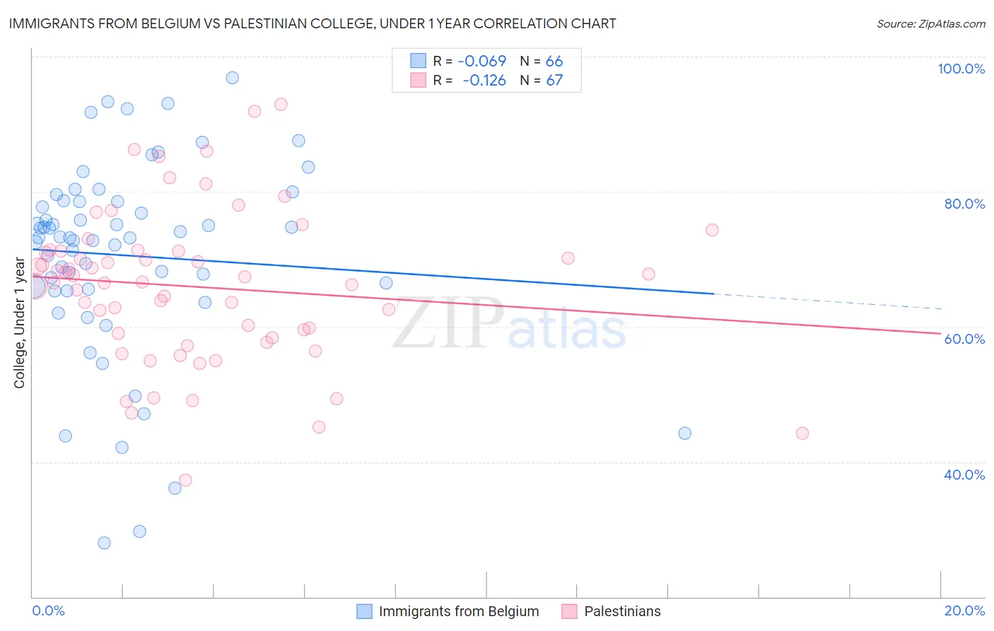 Immigrants from Belgium vs Palestinian College, Under 1 year