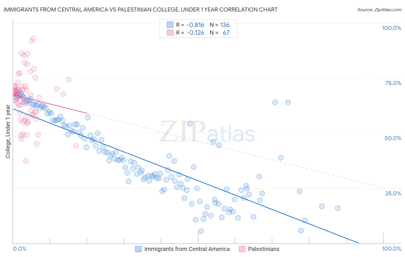 Immigrants from Central America vs Palestinian College, Under 1 year