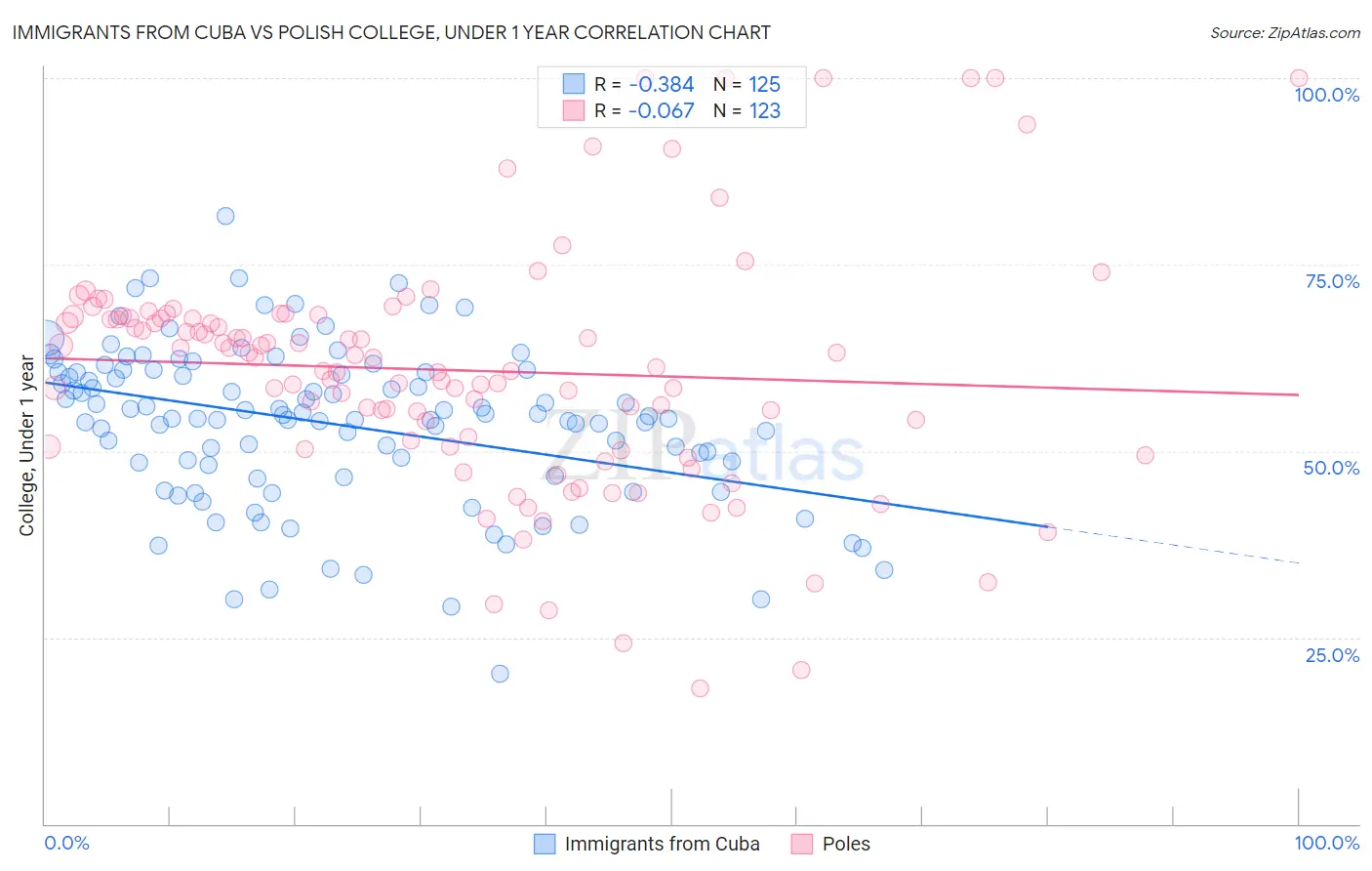 Immigrants from Cuba vs Polish College, Under 1 year