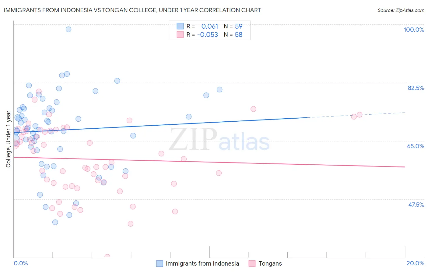 Immigrants from Indonesia vs Tongan College, Under 1 year
