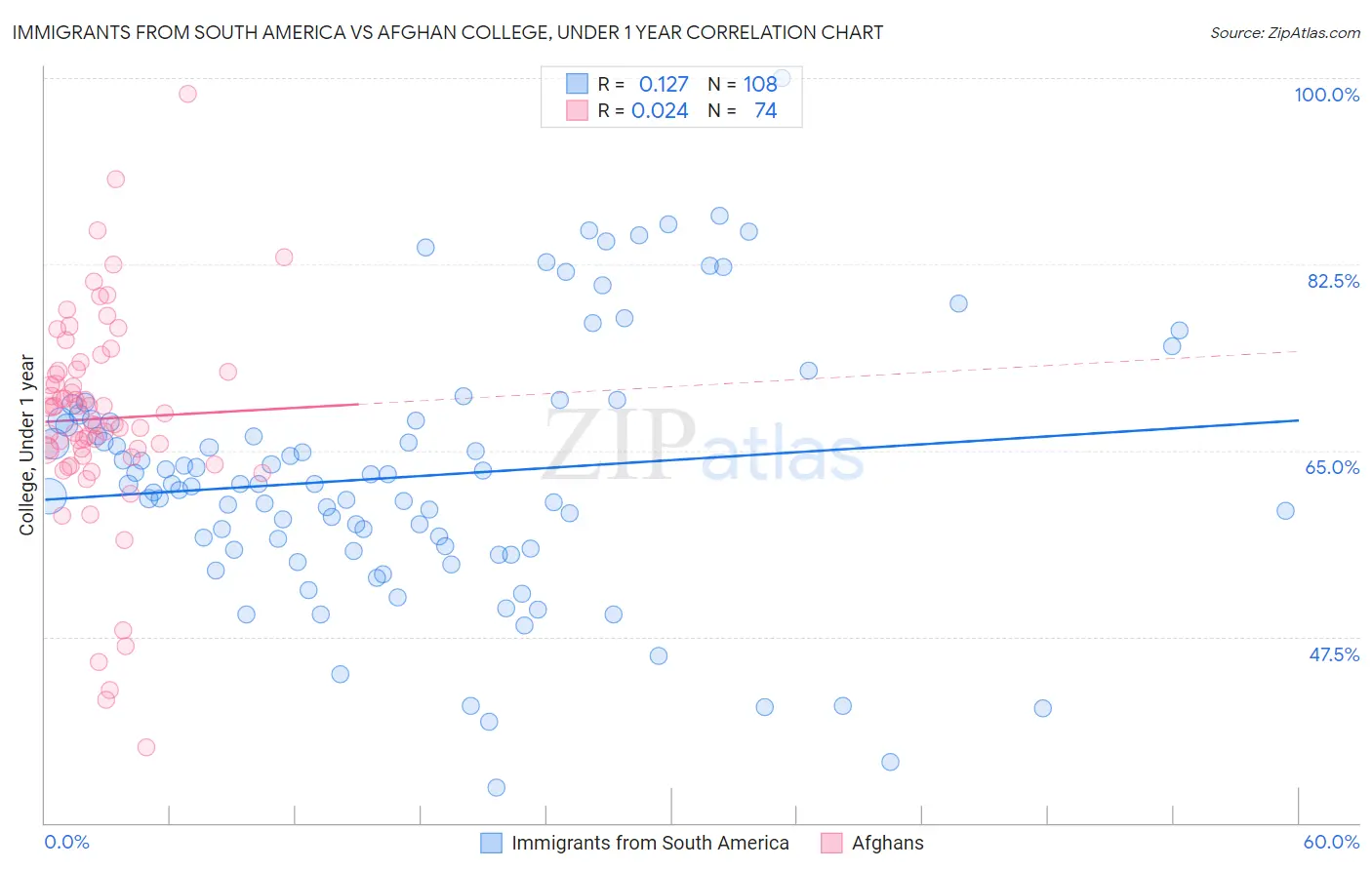 Immigrants from South America vs Afghan College, Under 1 year