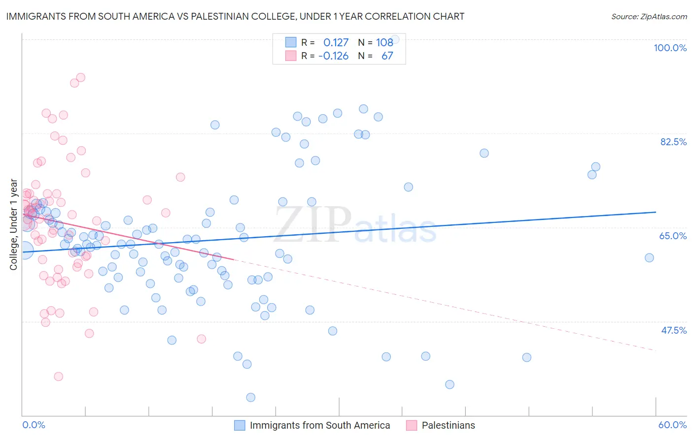 Immigrants from South America vs Palestinian College, Under 1 year
