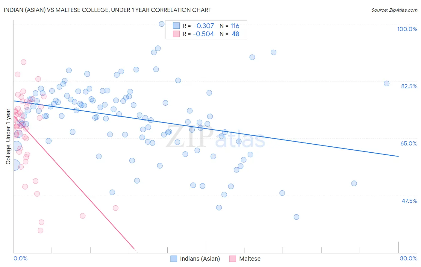 Indian (Asian) vs Maltese College, Under 1 year