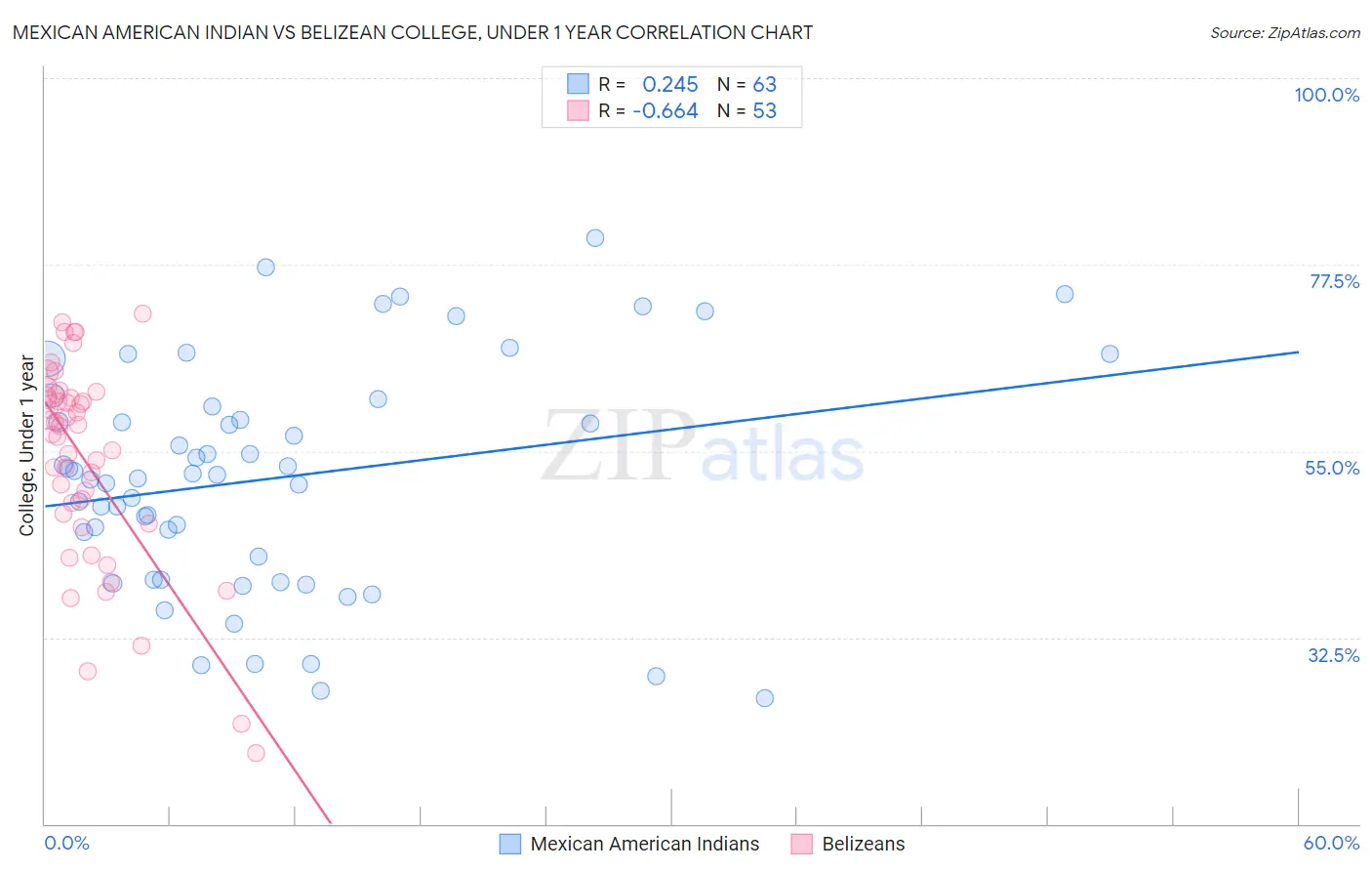 Mexican American Indian vs Belizean College, Under 1 year