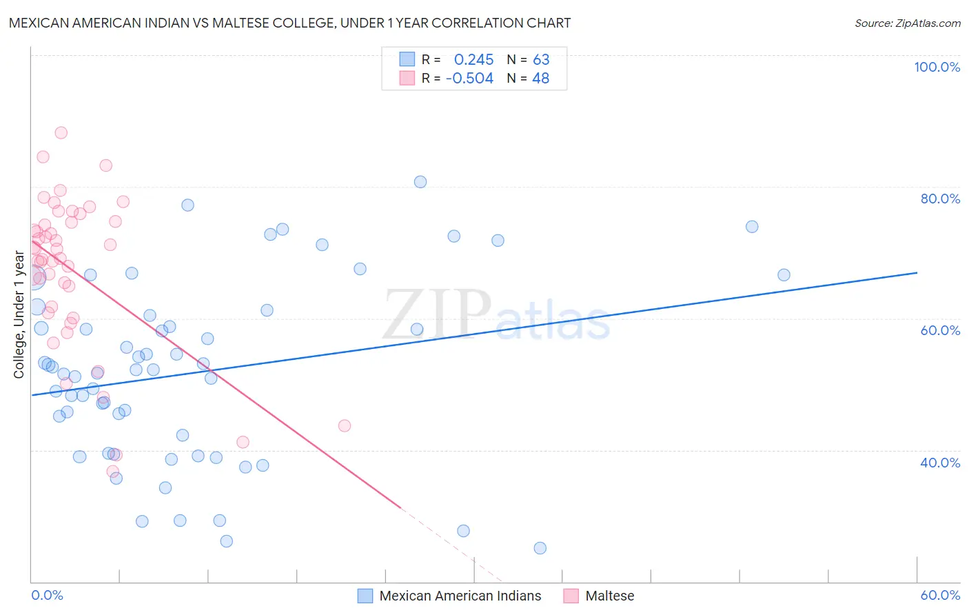 Mexican American Indian vs Maltese College, Under 1 year