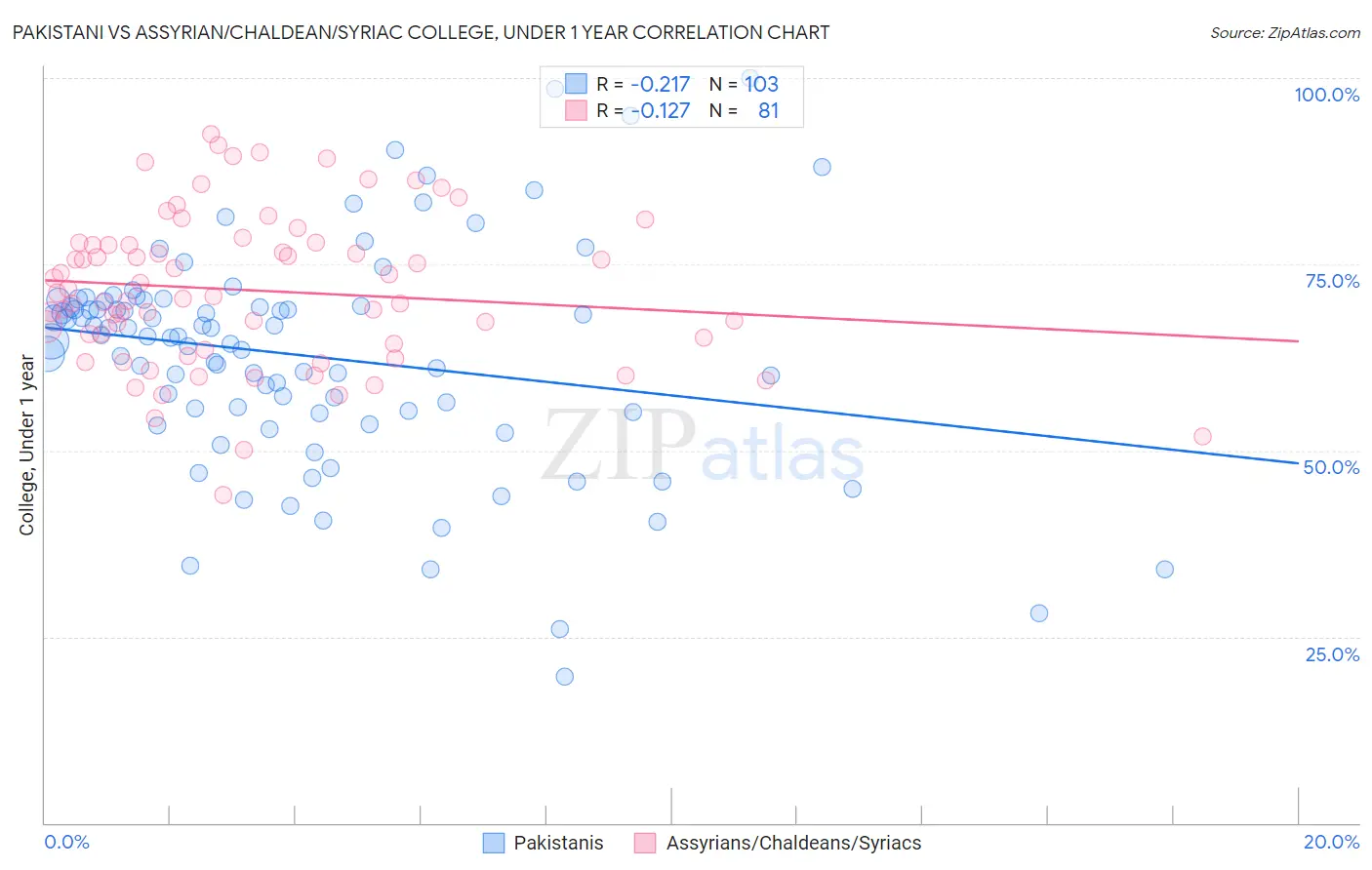 Pakistani vs Assyrian/Chaldean/Syriac College, Under 1 year