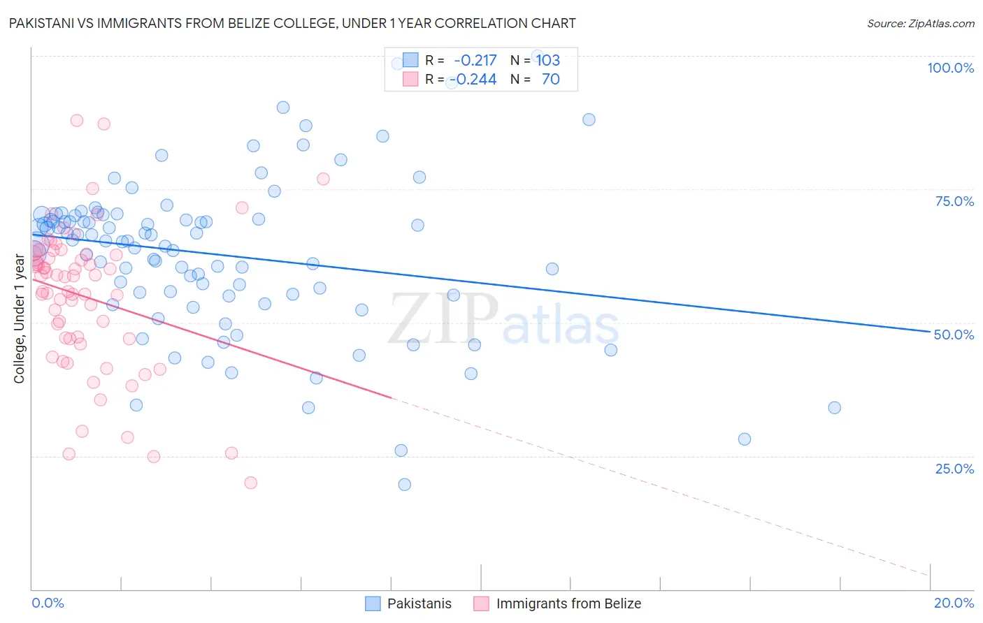 Pakistani vs Immigrants from Belize College, Under 1 year