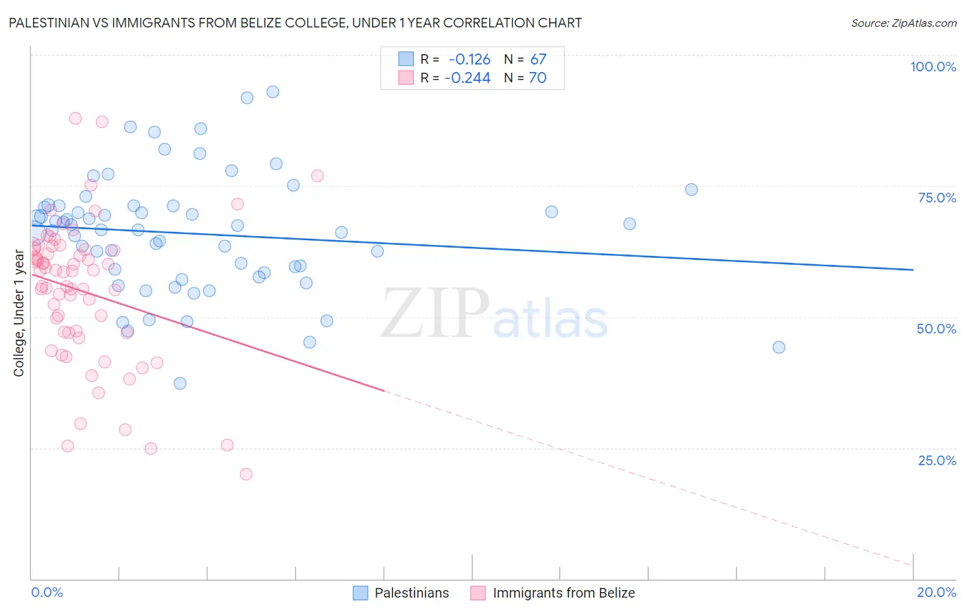 Palestinian vs Immigrants from Belize College, Under 1 year