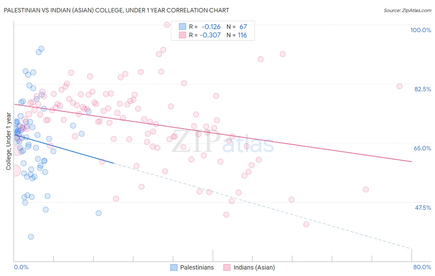 Palestinian vs Indian (Asian) College, Under 1 year