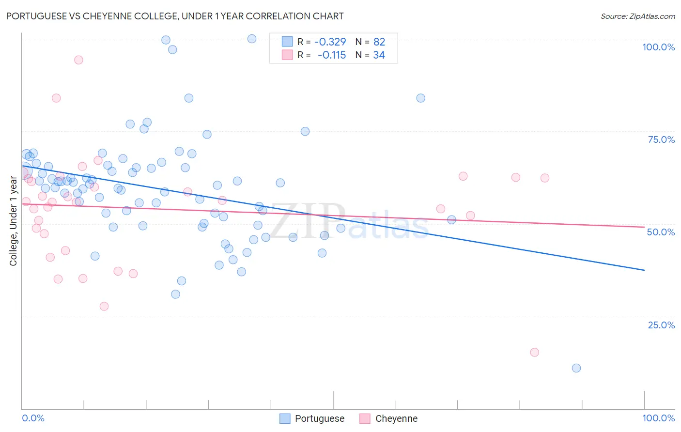 Portuguese vs Cheyenne College, Under 1 year