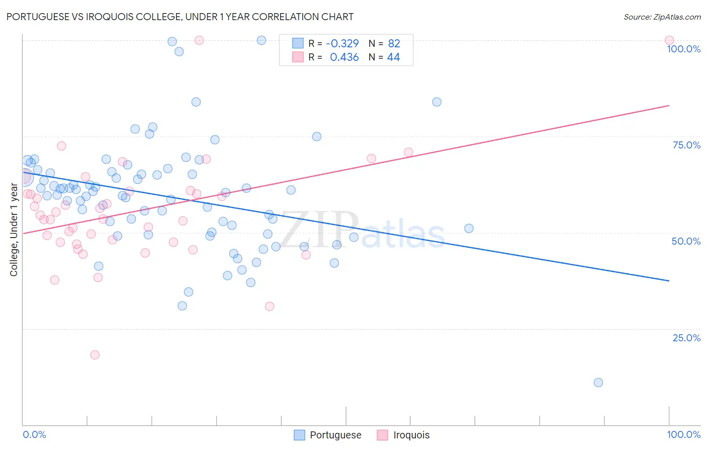 Portuguese vs Iroquois College, Under 1 year