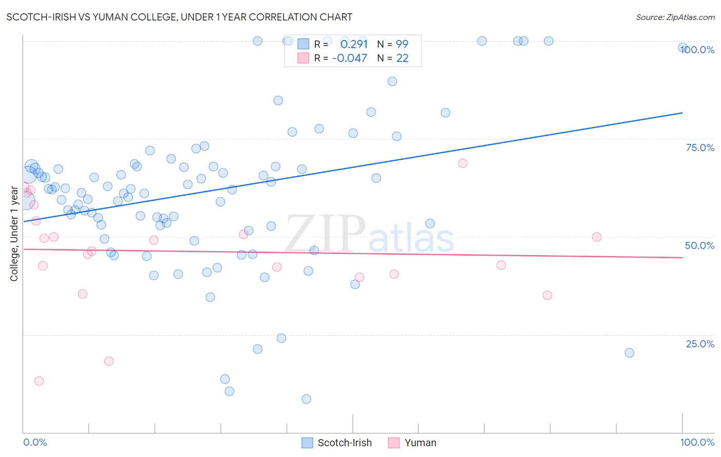 Scotch-Irish vs Yuman College, Under 1 year