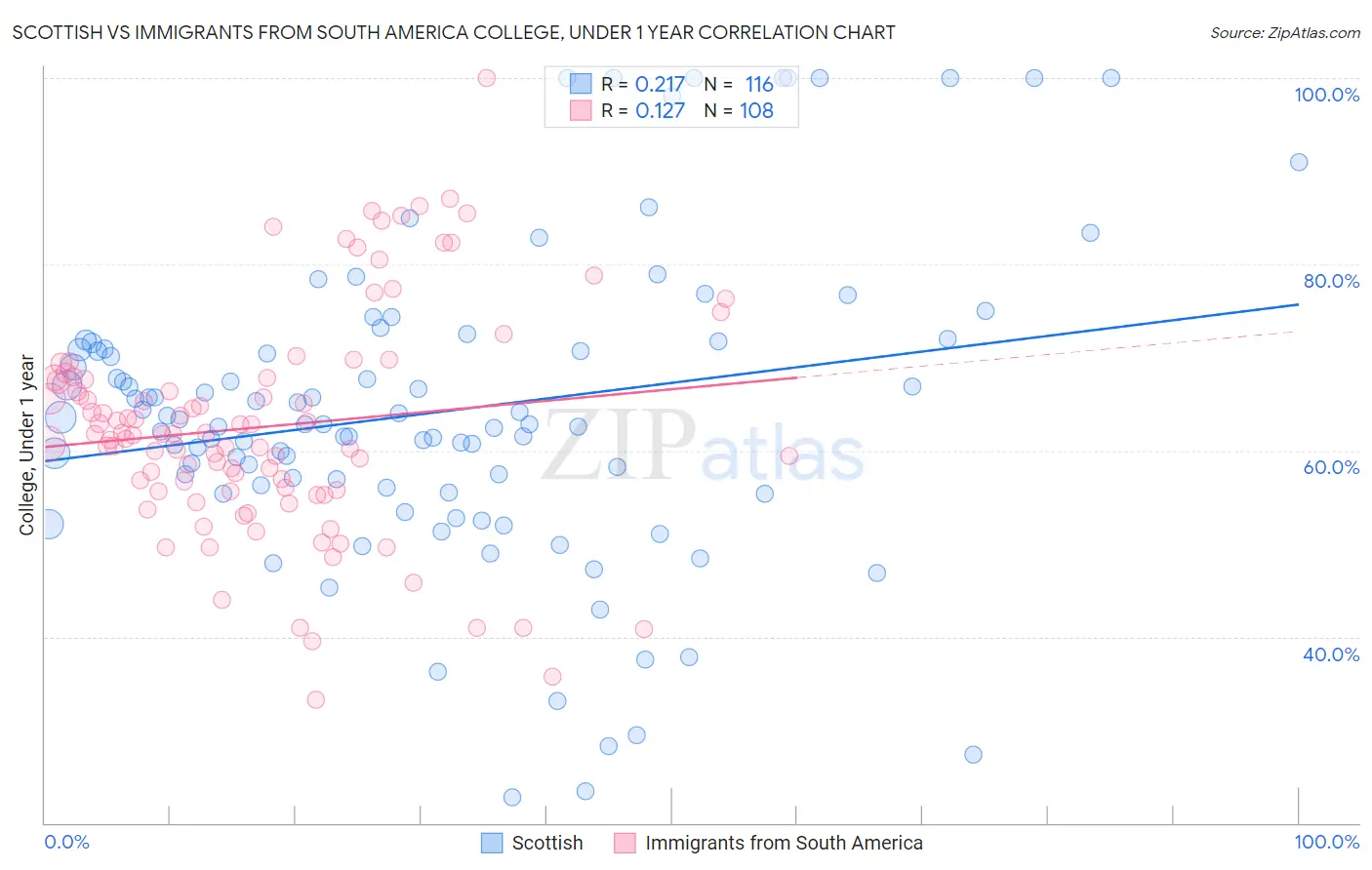 Scottish vs Immigrants from South America College, Under 1 year