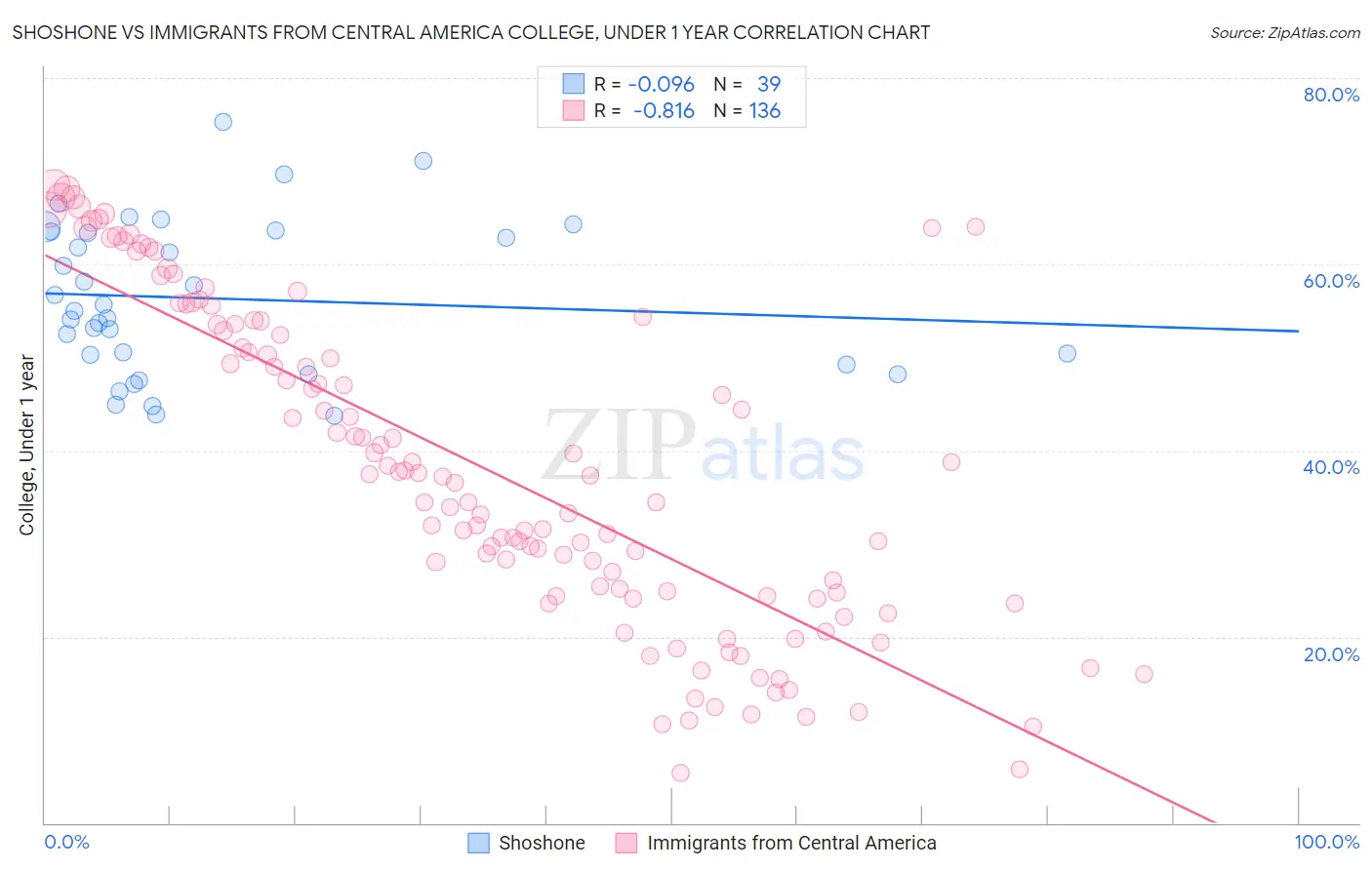 Shoshone vs Immigrants from Central America College, Under 1 year
