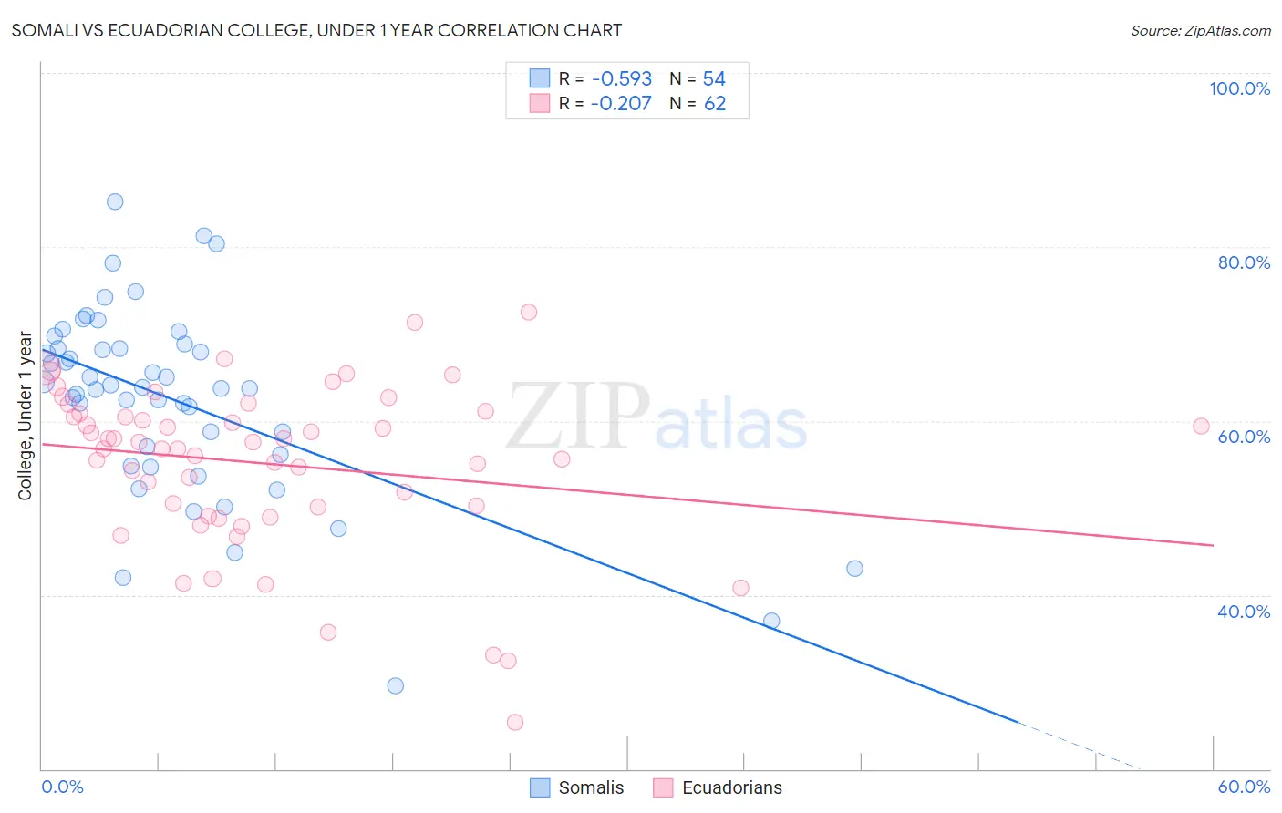 Somali vs Ecuadorian College, Under 1 year