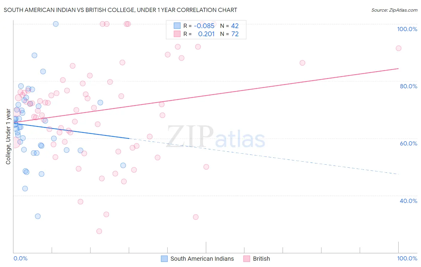 South American Indian vs British College, Under 1 year