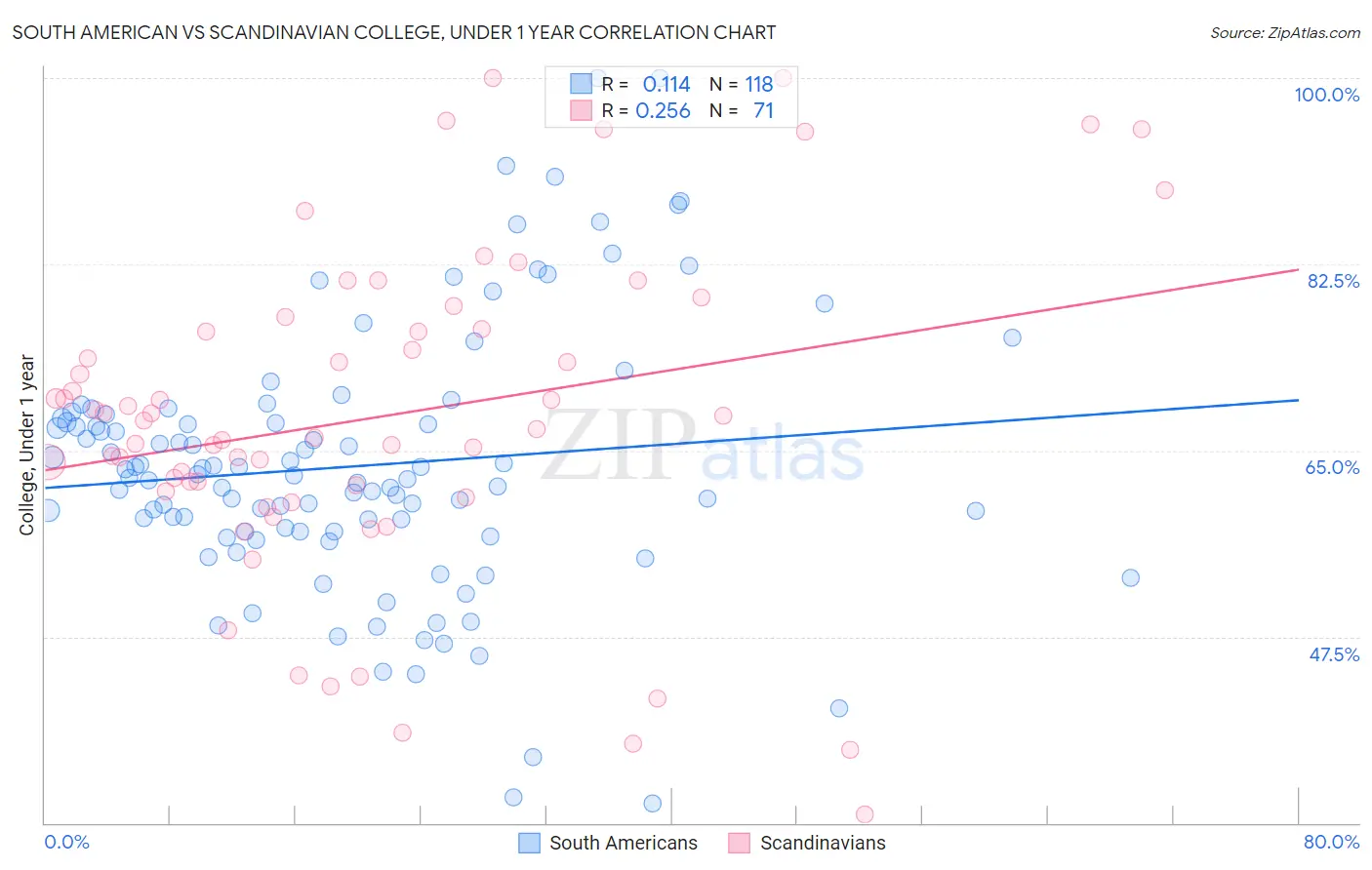 South American vs Scandinavian College, Under 1 year