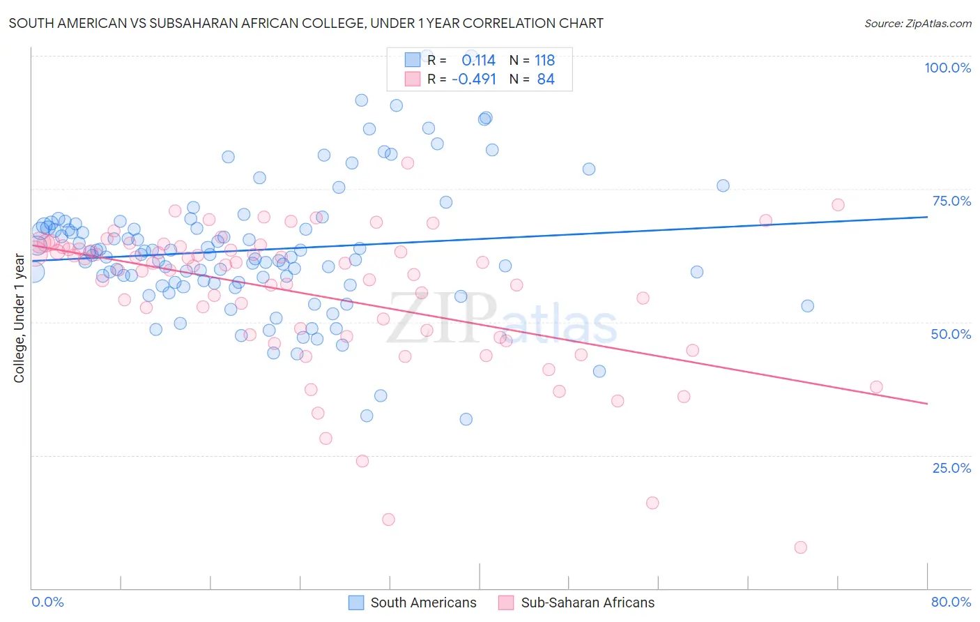 South American vs Subsaharan African College, Under 1 year