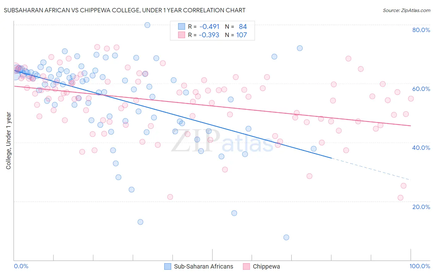 Subsaharan African vs Chippewa College, Under 1 year