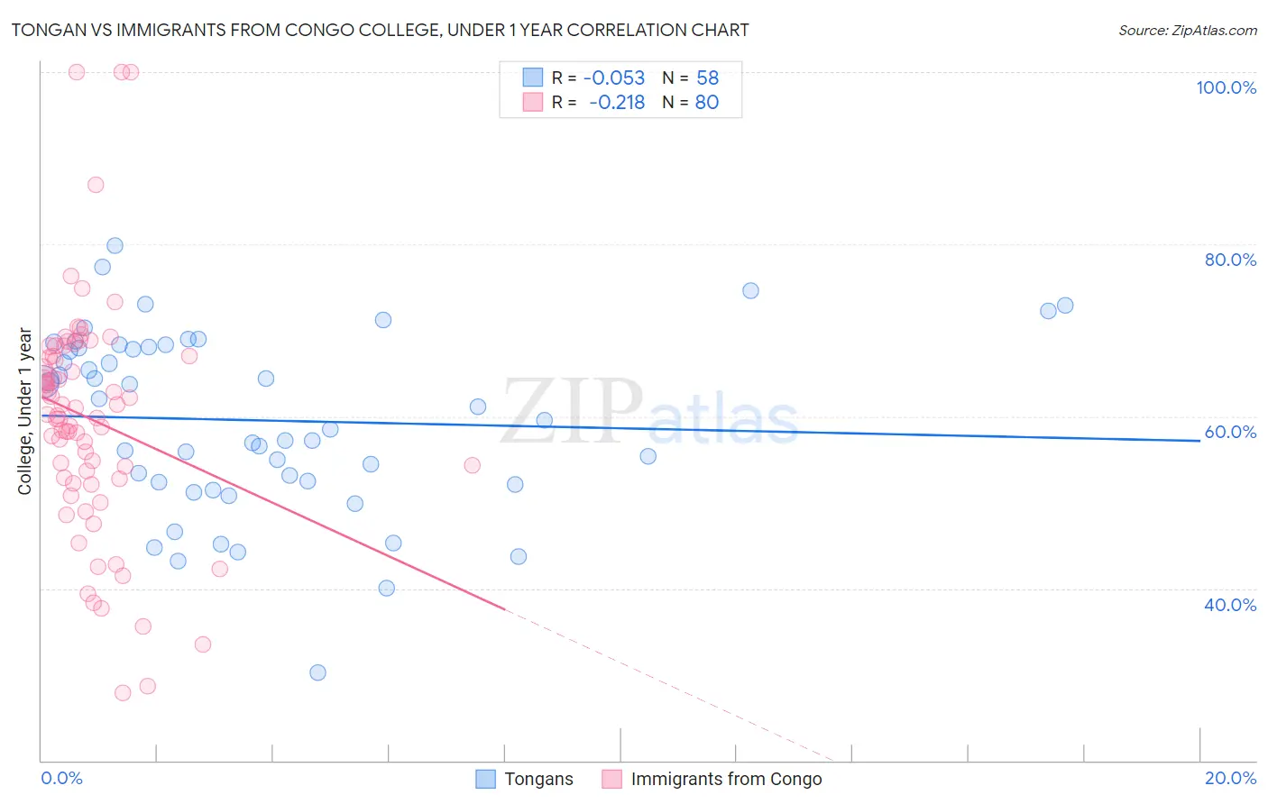 Tongan vs Immigrants from Congo College, Under 1 year