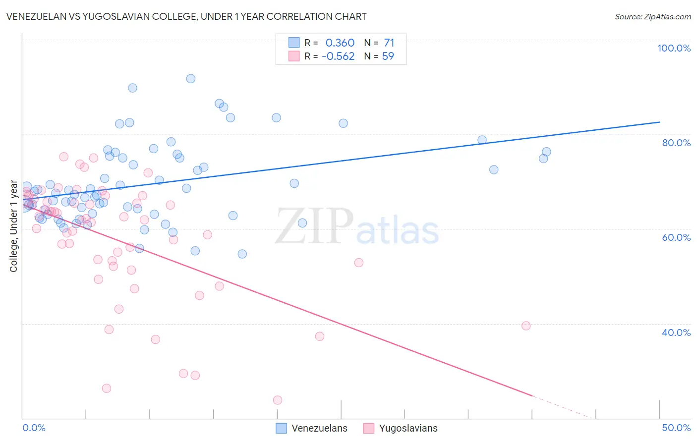 Venezuelan vs Yugoslavian College, Under 1 year
