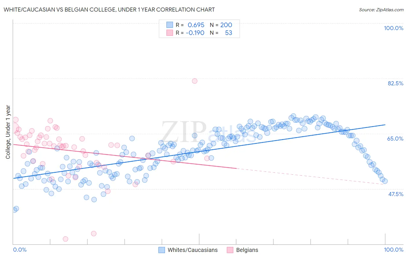 White/Caucasian vs Belgian College, Under 1 year