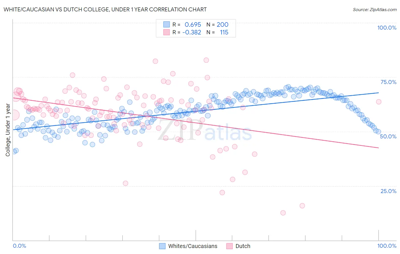 White/Caucasian vs Dutch College, Under 1 year